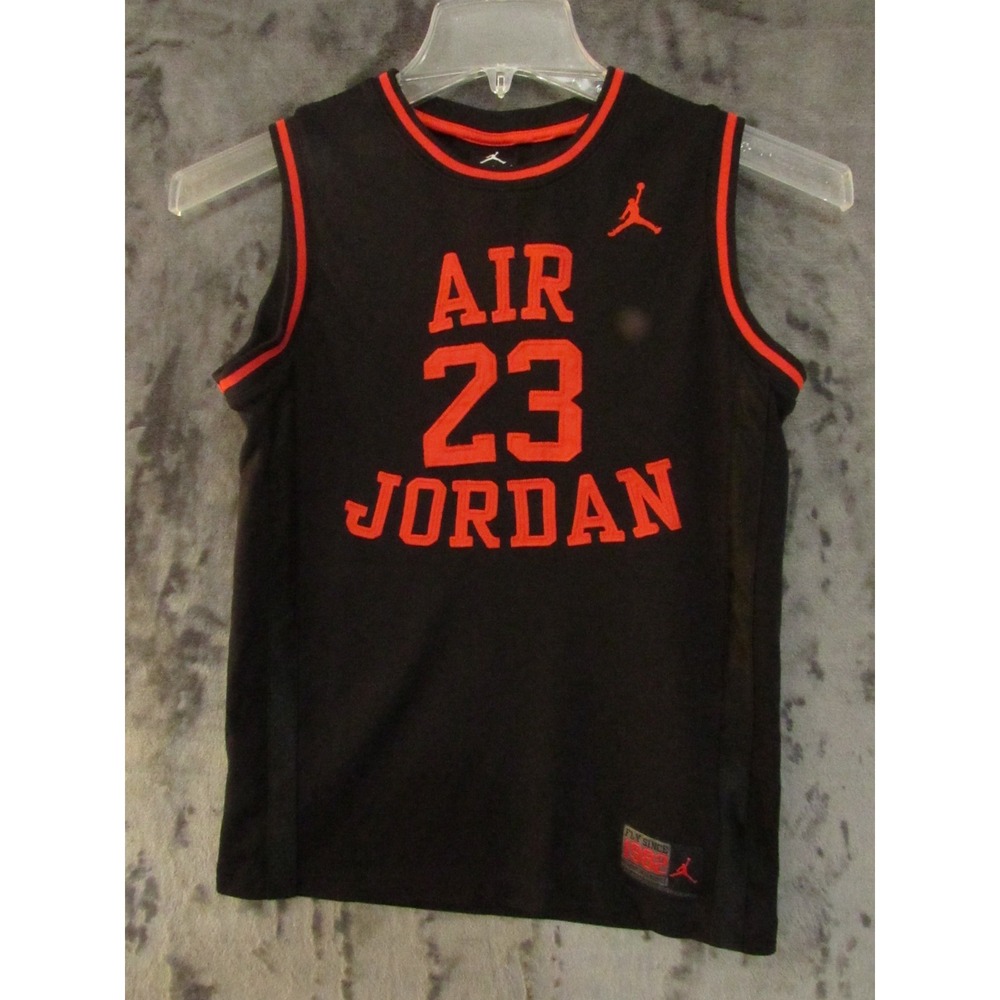 Jordan Boys' Black Red AIR 23 Sleeveless Jersey Tank Top Size L (12-13 YRS)